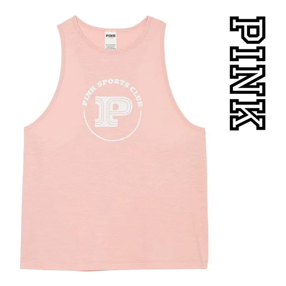 Victoria's Secret Pink - COTTON CROPPED RACERBACK TANK TOP - Pink - Picture 2 of 3
